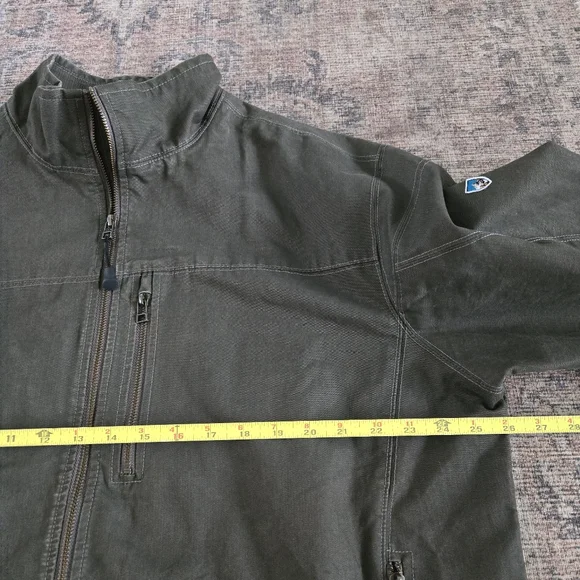 Kuhl Burr Jacket Mens XXL Gray Olive Green Zip-up Waxed Canvas Gunmetal Sty 1052 - Picture 7 of 13